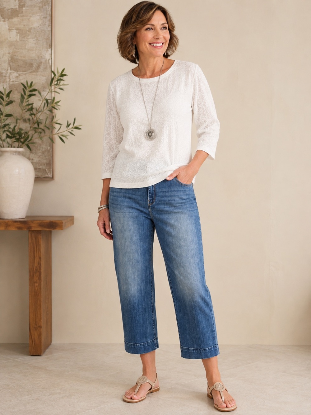 Chicos straight crop jeans size 10 Chicos 1.5